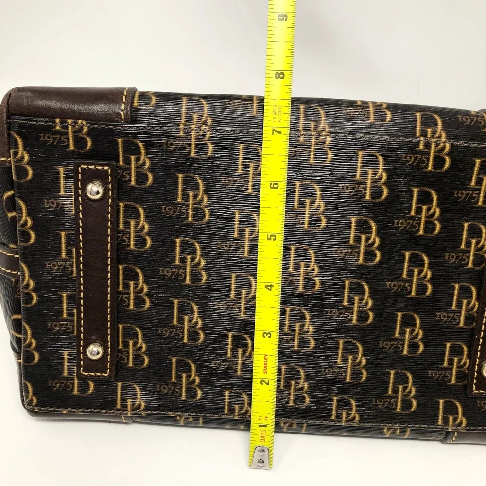 Dooney & Bourke Gretta Monogram Satchel Florentine Vacchetta Leather Brown Bag